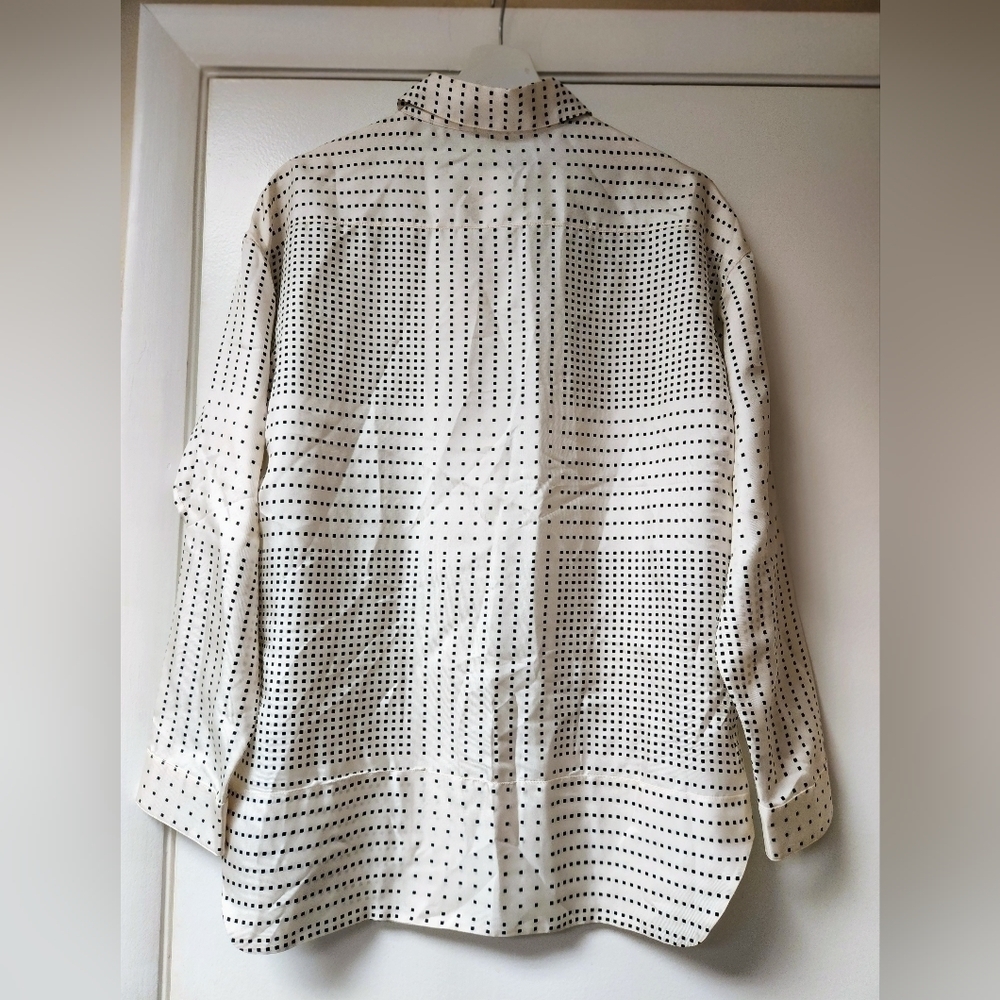 YVES SAINT LAURENT VINTAGE BLACK AND WHITE CUBES ASYMMETRICAL CUT SHIRT SIZE 12 - Picture 11 of 14